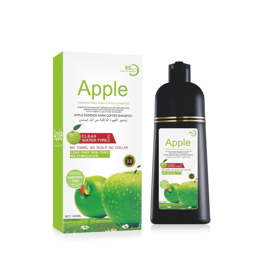 Apple Hair Color 96H Long, Ammonia-Free Dark Coffee Hair Shampoo, Apple Essence Fruit Extract Hair- 500ml- Natural Arabic Version
